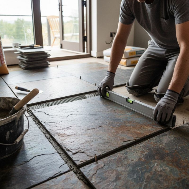Slate Tile Floor Installation detail